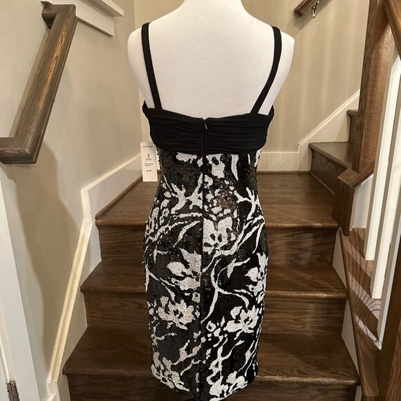 Alex Evenings Petite Black and White Sequined Party / Cocktail Dress Size 4 P - Picture 3 of 10
